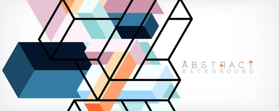 Abstract background. 3d cubes, cubic elements and blocks. Techno or business 스톡 일러스트