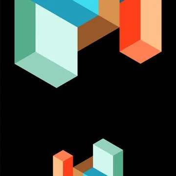 Abstract background. 3d cubes, cubic elements and blocks. Techno or business 스톡 일러스트