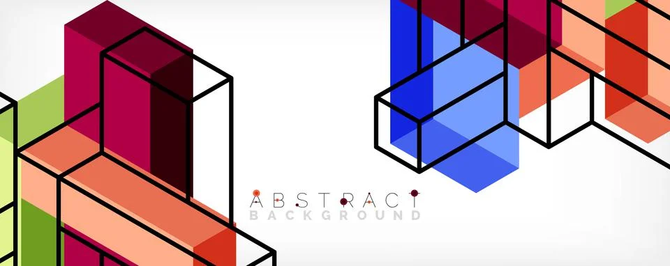 Abstract background. 3d cubes, cubic elements and blocks. Techno or business Illustrazione stock