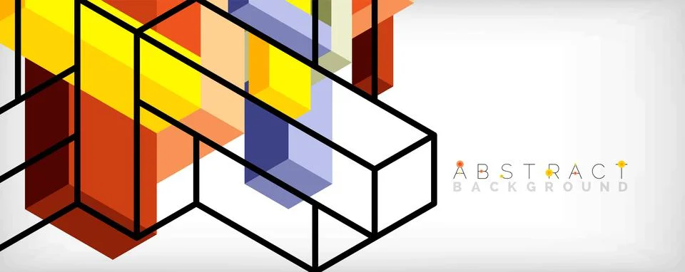 Abstract background. 3d cubes, cubic elements and blocks. Techno or business Stock Illustration