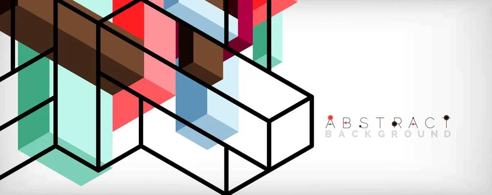Abstract background. 3d cubes, cubic elements and blocks. Techno or business Stock Illustration