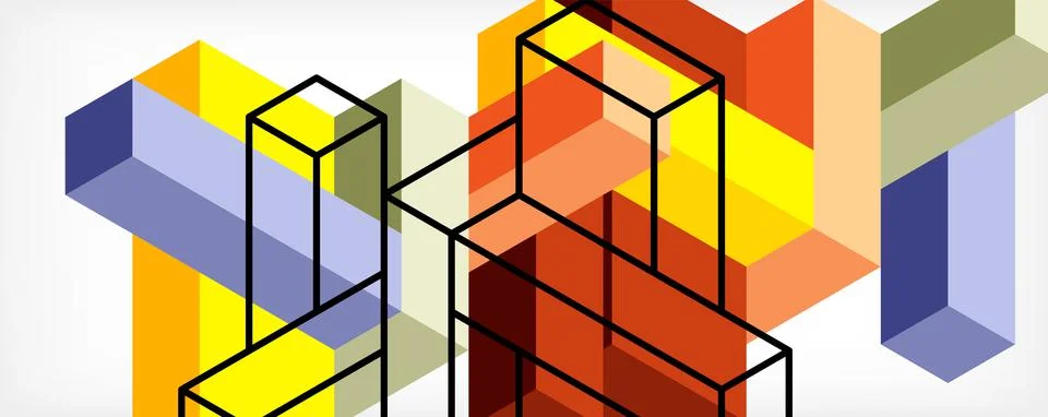 Abstract background. 3d cubes, cubic elements and blocks. Techno or business Stock Illustration