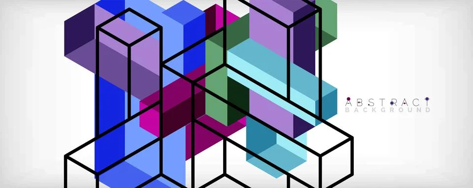 Abstract background. 3d cubes, cubic elements and blocks. Techno or business Illustrazione stock