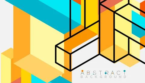 Abstract background. 3d cubes, cubic elements and blocks. Techno or business Illustrazione stock