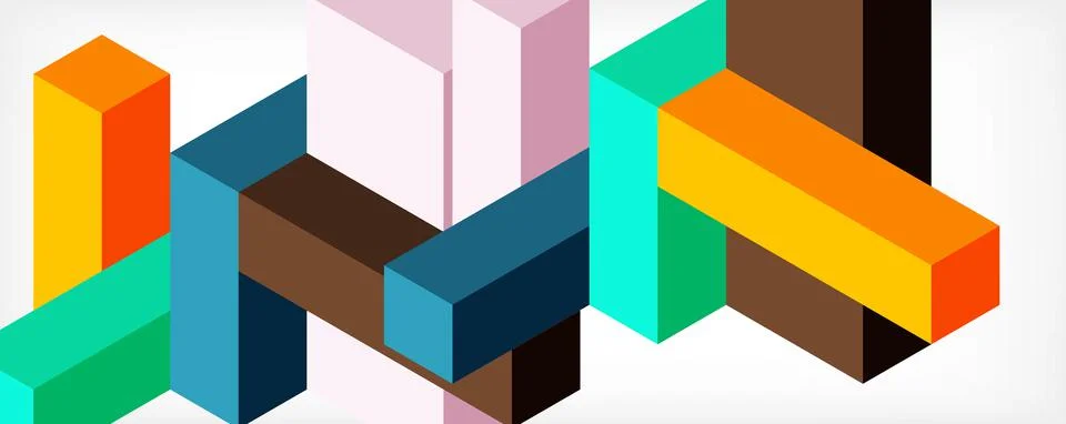 Abstract background. 3d cubes, cubic elements and blocks. Techno or business Illustrazione stock