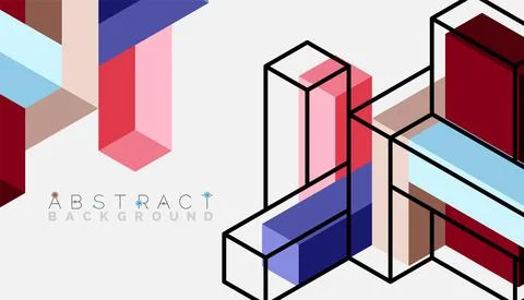 Abstract background. 3d cubes, cubic elements and blocks. Techno or business Illustrazione stock