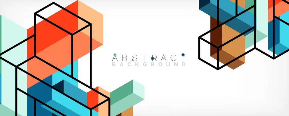 Abstract background. 3d cubes, cubic elements and blocks. Techno or business Illustrazione stock