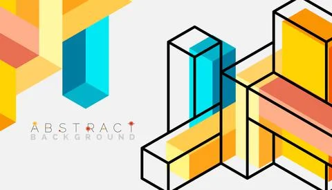 Abstract background. 3d cubes, cubic elements and blocks. Techno or business 스톡 일러스트