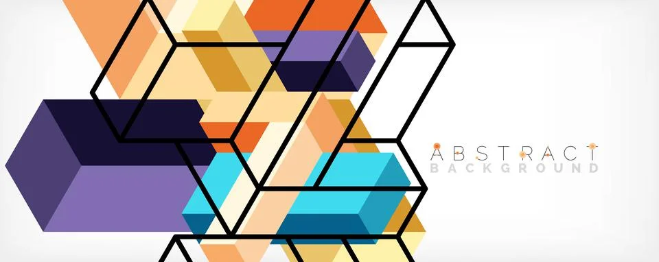 Abstract background. 3d cubes, cubic elements and blocks. Techno or business Illustrazione stock