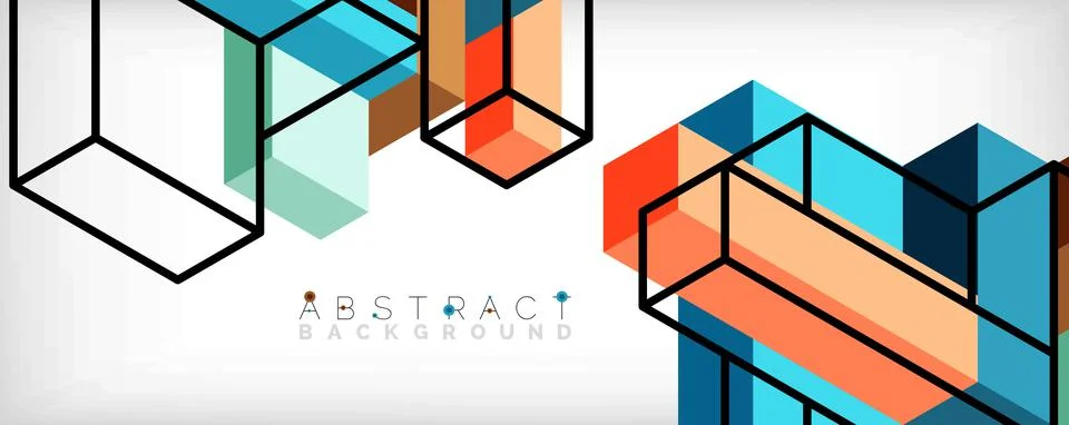 Abstract background. 3d cubes, cubic elements and blocks. Techno or business 库存插图