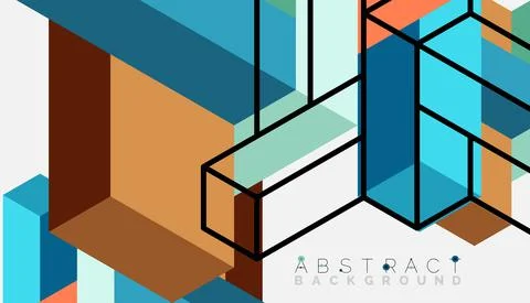 Abstract background. 3d cubes, cubic elements and blocks. Techno or business Illustrazione stock