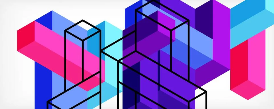 Abstract background. 3d cubes, cubic elements and blocks. Techno or business Illustrazione stock