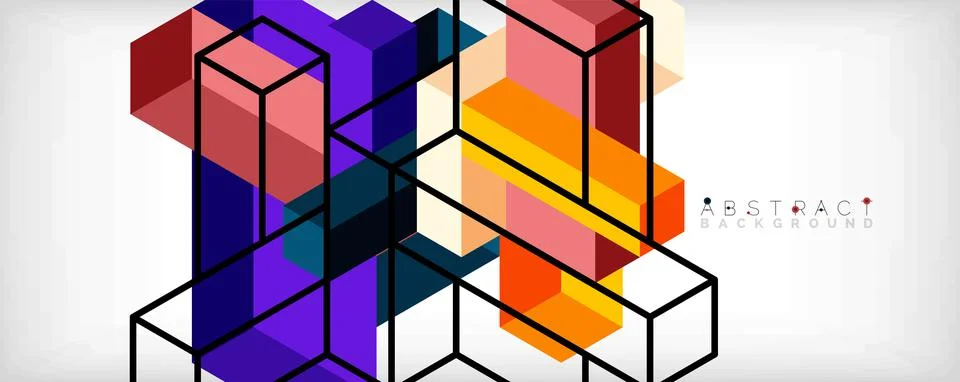 Abstract background. 3d cubes, cubic elements and blocks. Techno or business Illustrazione stock