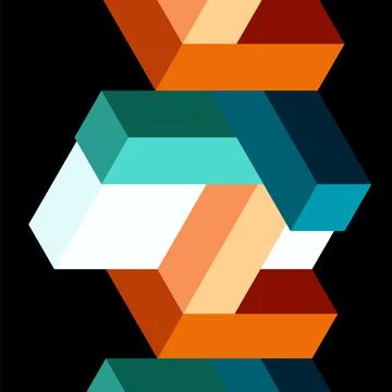 Abstract background. 3d cubes, cubic elements and blocks. Techno or business 스톡 일러스트