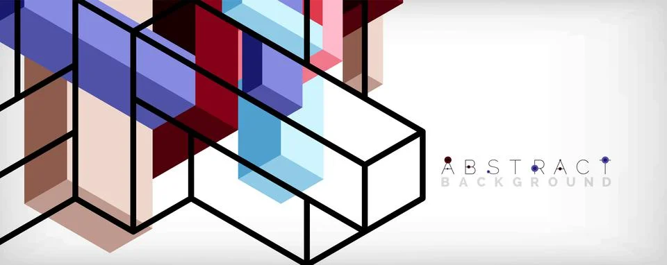 Abstract background. 3d cubes, cubic elements and blocks. Techno or business 스톡 일러스트