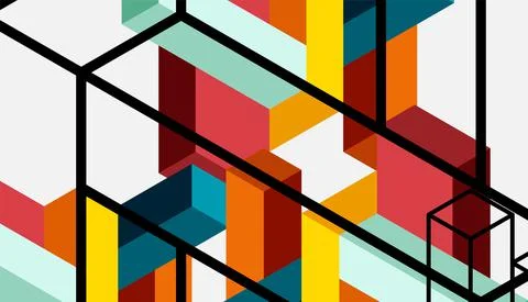 Abstract background. 3d cubes, cubic elements and blocks. Techno or business Stock Illustration