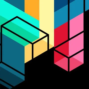 Abstract background. 3d cubes, cubic elements and blocks. Techno or business Stock Illustration