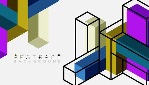 Abstract background. 3d cubes, cubic elements and blocks. Techno or business Stock Illustration