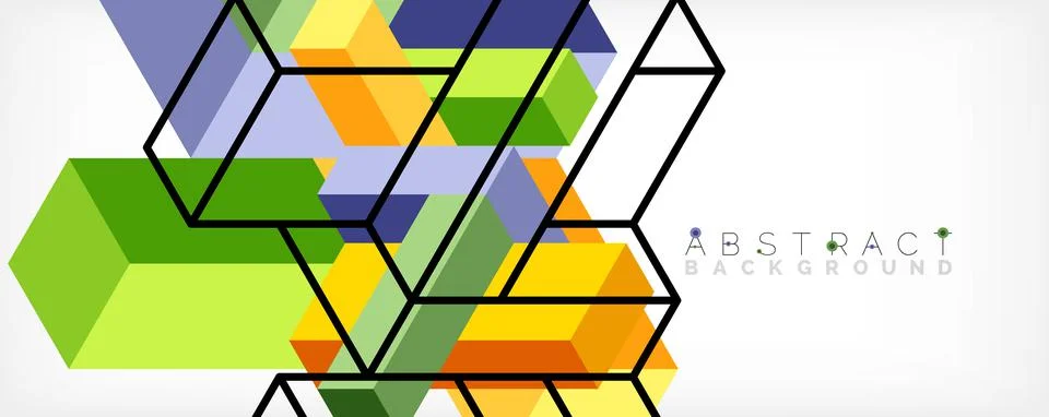 Abstract background. 3d cubes, cubic elements and blocks. Techno or business 스톡 일러스트