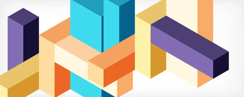 Abstract background. 3d cubes, cubic elements and blocks. Techno or business イラスト素材