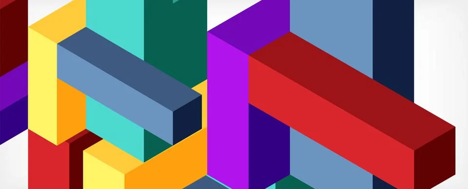 Abstract background. 3d cubes, cubic elements and blocks. Techno or business Stock Illustration