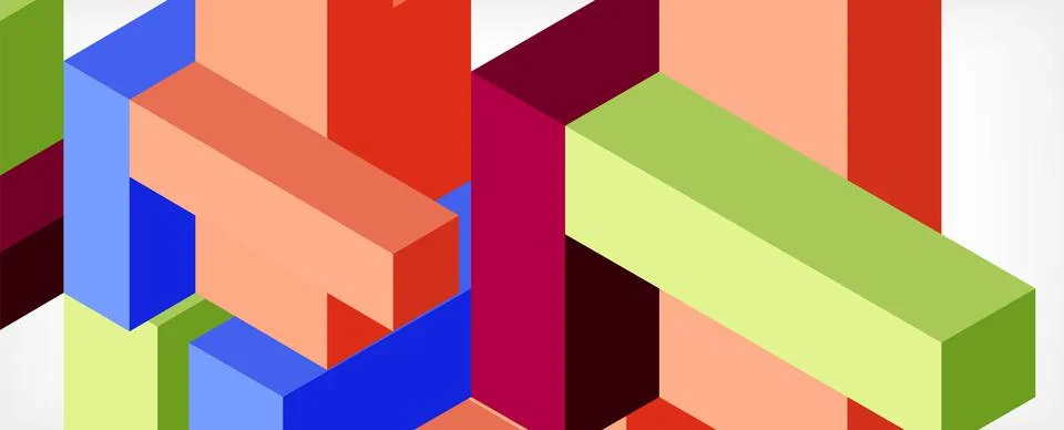 Abstract background. 3d cubes, cubic elements and blocks. Techno or business Stock Illustration