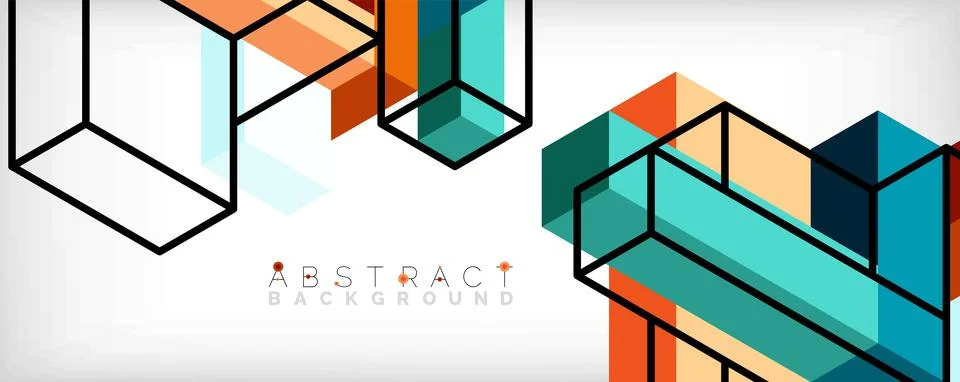 Abstract background. 3d cubes, cubic elements and blocks. Techno or business Stock Illustration