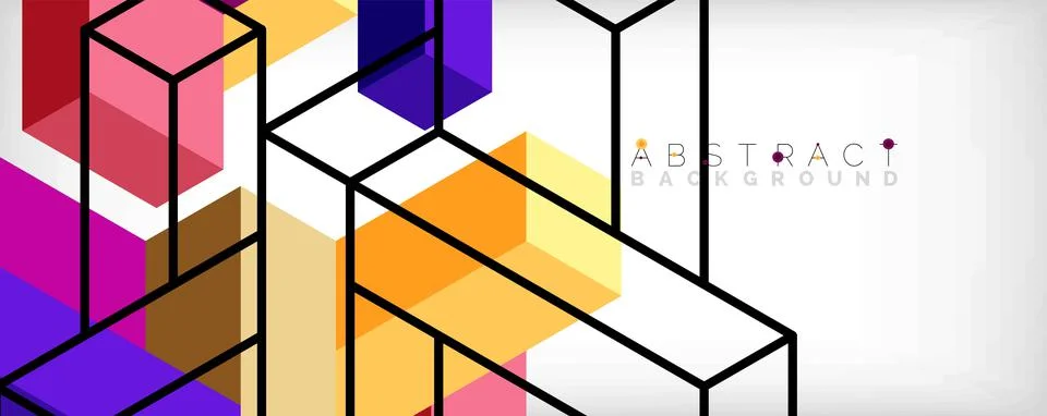 Abstract background. 3d cubes, cubic elements and blocks. Techno or business Stock Illustration