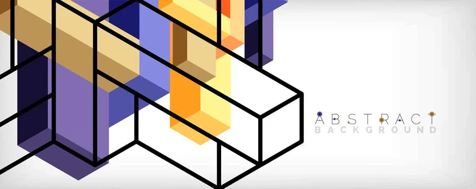 Abstract background. 3d cubes, cubic elements and blocks. Techno or business Illustrazione stock