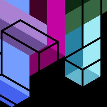 Abstract background. 3d cubes, cubic elements and blocks. Techno or business Illustrazione stock