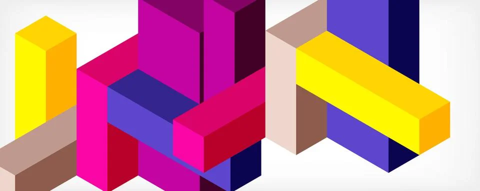 Abstract background. 3d cubes, cubic elements and blocks. Techno or business Stock Illustration