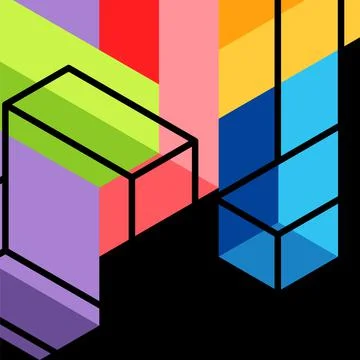 Abstract background. 3d cubes, cubic elements and blocks. Techno or business Stock Illustration