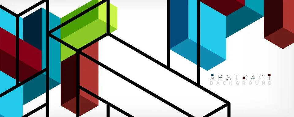 Abstract background. 3d cubes, cubic elements and blocks. Techno or business Illustrazione stock