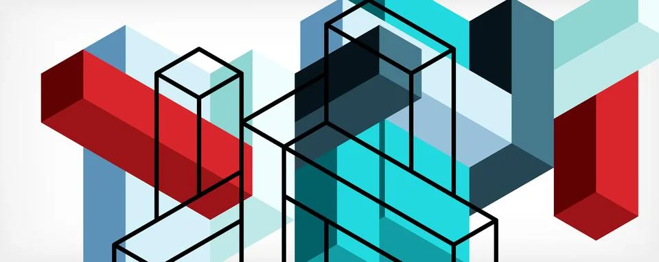 Abstract background. 3d cubes, cubic elements and blocks. Techno or business Illustrazione stock