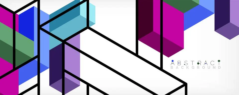 Abstract background. 3d cubes, cubic elements and blocks. Techno or business Stock Illustration