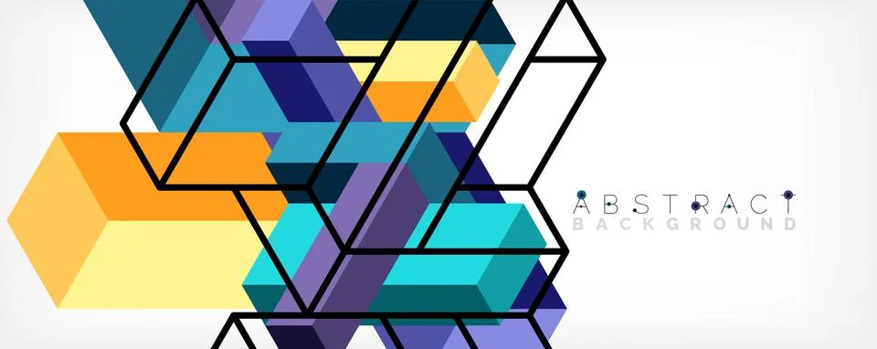 Abstract background. 3d cubes, cubic elements and blocks. Techno or business Illustrazione stock