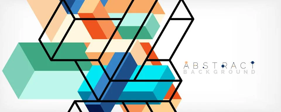 Abstract background. 3d cubes, cubic elements and blocks. Techno or business Illustrazione stock