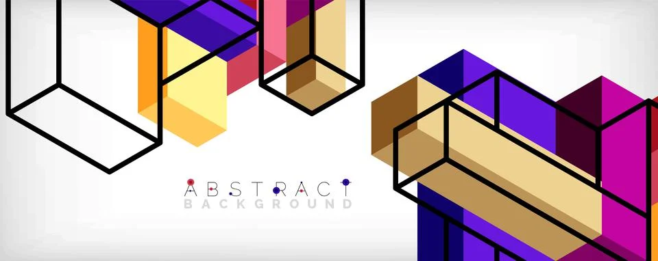 Abstract background. 3d cubes, cubic elements and blocks. Techno or business Illustrazione stock