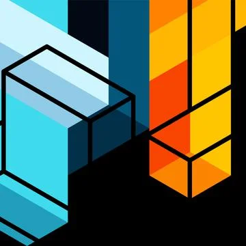 Abstract background. 3d cubes, cubic elements and blocks. Techno or business Illustrazione stock