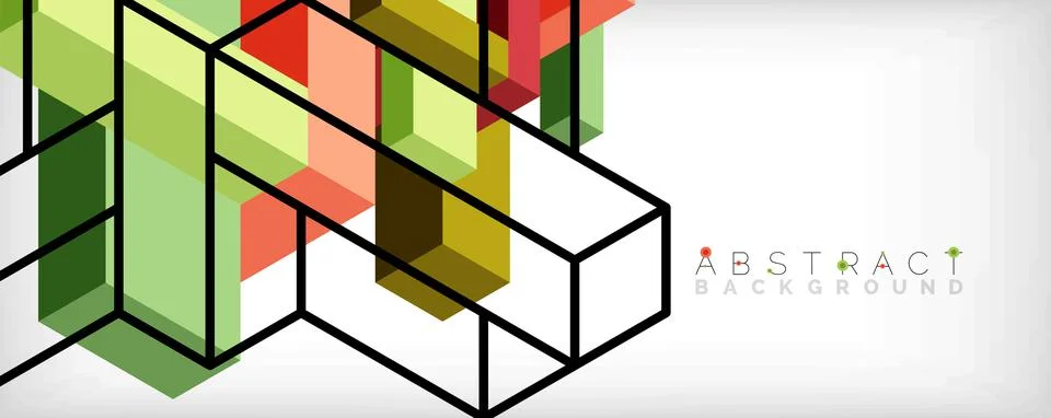Abstract background. 3d cubes, cubic elements and blocks. Techno or business 스톡 일러스트