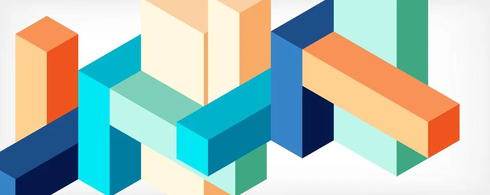 Abstract background. 3d cubes, cubic elements and blocks. Techno or business Illustrazione stock