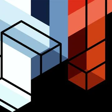 Abstract background. 3d cubes, cubic elements and blocks. Techno or business Stock Illustration