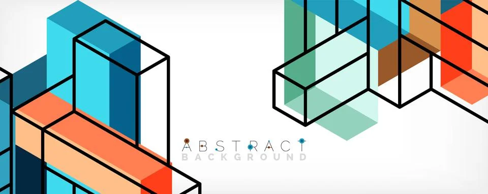 Abstract background. 3d cubes, cubic elements and blocks. Techno or business 스톡 일러스트