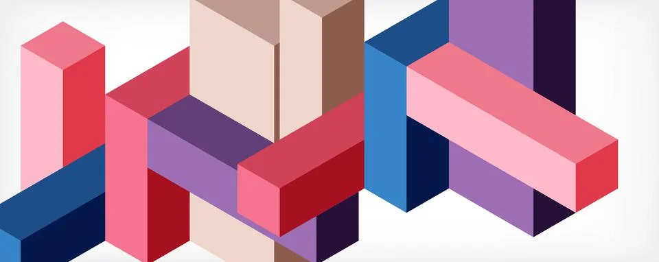 Abstract background. 3d cubes, cubic elements and blocks. Techno or business Stock Illustration