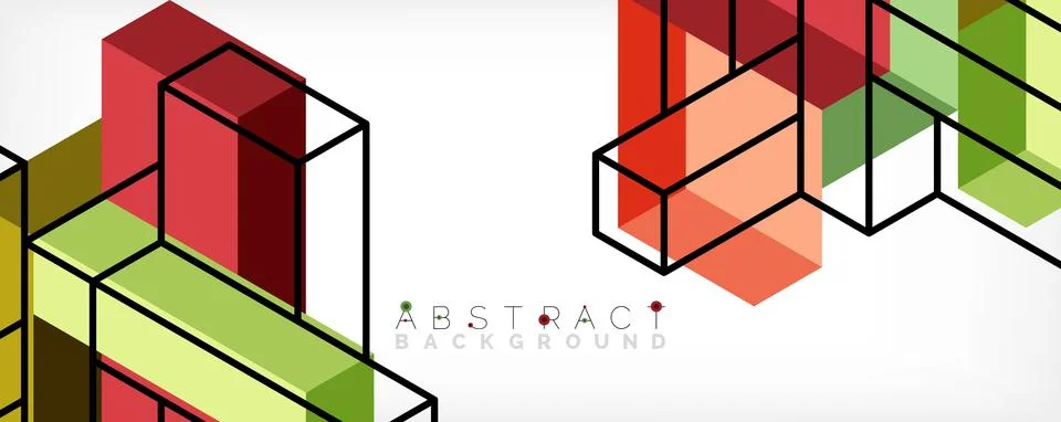 Abstract background. 3d cubes, cubic elements and blocks. Techno or business 库存插图