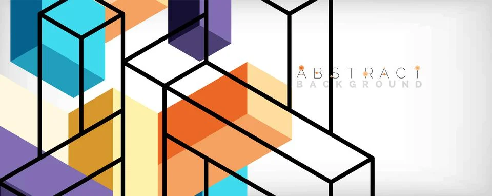 Abstract background. 3d cubes, cubic elements and blocks. Techno or business 库存插图