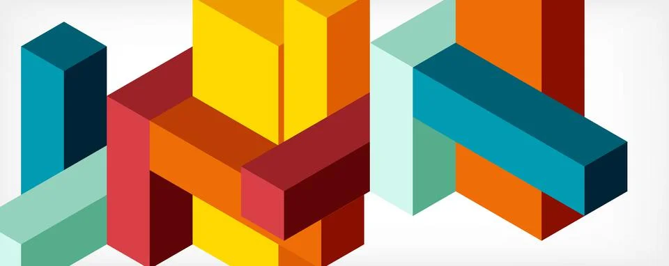 Abstract background. 3d cubes, cubic elements and blocks. Techno or business 스톡 일러스트