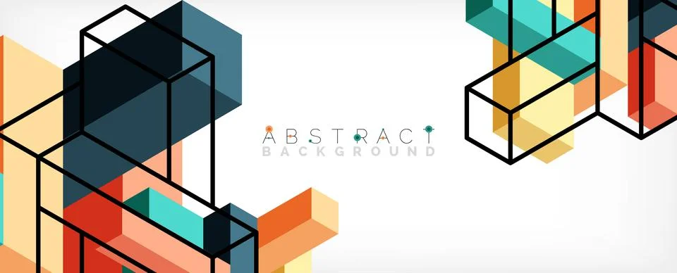 Abstract background. 3d cubes, cubic elements and blocks. Techno or business 스톡 일러스트