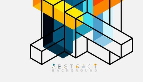 Abstract background. 3d cubes, cubic elements and blocks. Techno or business Illustrazione stock