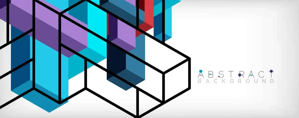 Abstract background. 3d cubes, cubic elements and blocks. Techno or business Illustrazione stock